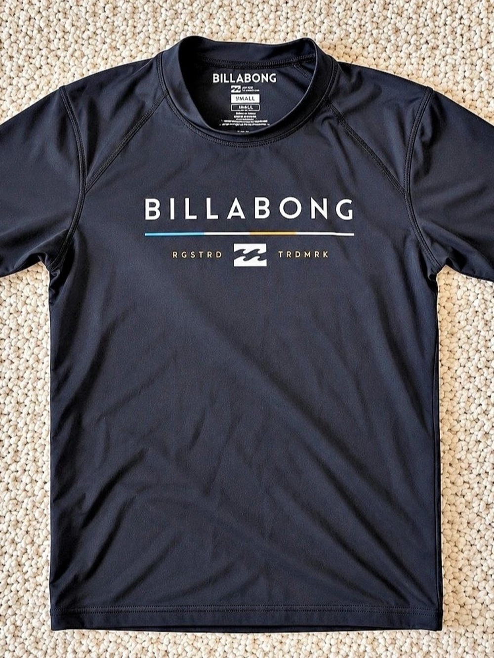Billabong Ragged Trademark Men'Small Black Short Sleeve Tee Size Small Like New
